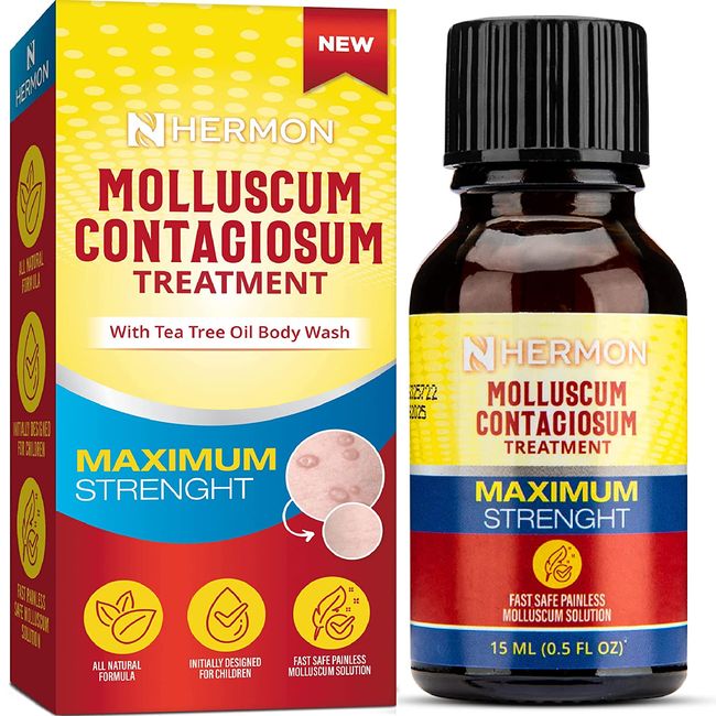 Hermon Molluscum Contagiosum Treatment15ML - Molluscum Cream with Tea Tree Oil Formulation for Adults, 0.5291 Ounce, (Pack of 1)
