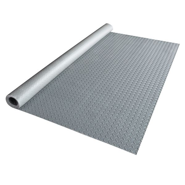 Garage Floor Mat Roll Diamond Car Parking Protect Cover Trailer Gray PVC 13x5 Ft