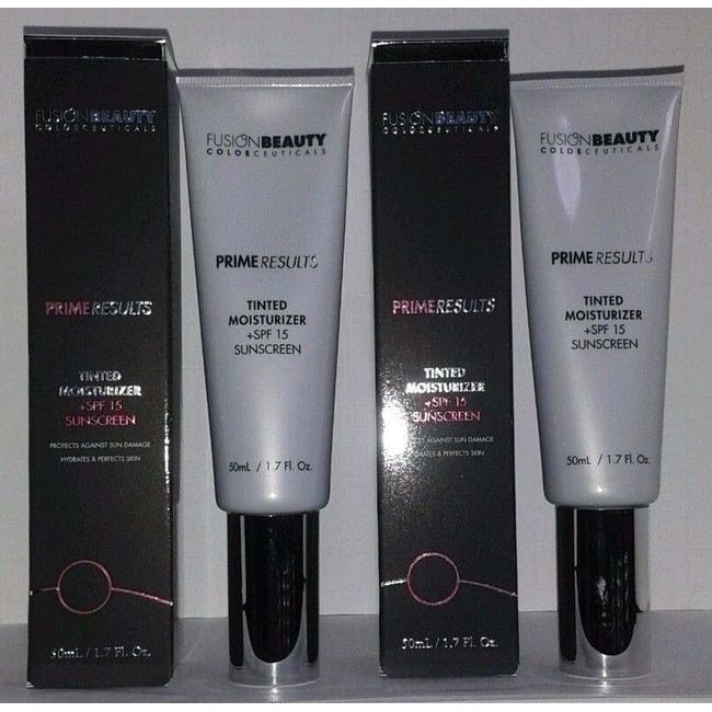 2 pk Fusion Beauty Prime Results Tinted Moisturizer 1.7 oz each CARAMEL BOXED