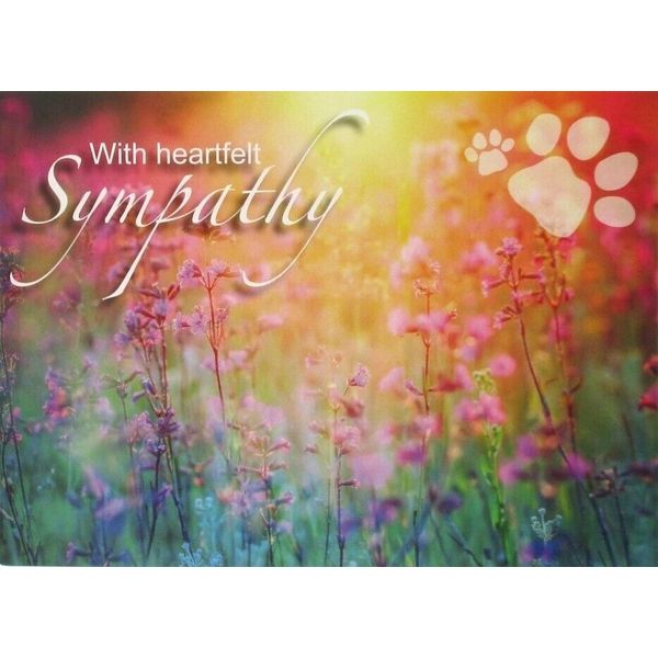 Pet Sympathy Card "With heartfelt Sympathy" Loss of Dog, Cat, Any Pet, 1L