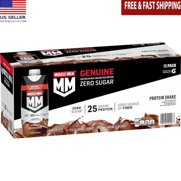 Zero Sugar Chocolate Protein Shake 25g 12 Pack Muscle Growth Recovery Power New