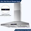 30 inch Wall Mount Range Hood Kitchen Stainless Steel 3-Speed Touch Panel New