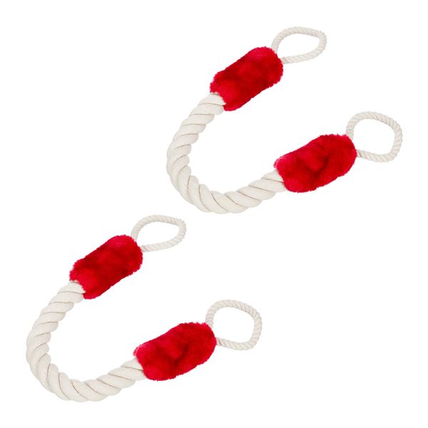 Relaxdays Türkordel 2er Set, Türstopper Klinke, 60 cm lang, Klemmschutz für Kinder & Tiere, Tür Seil maritim, Creme/rot