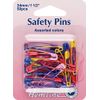 Hemline Safety Pins Assorted Colours - per pack of 50