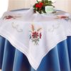 DECO-LINE Floral 80X80CM Printed Tablecloth Embroidery KIT,WHITE