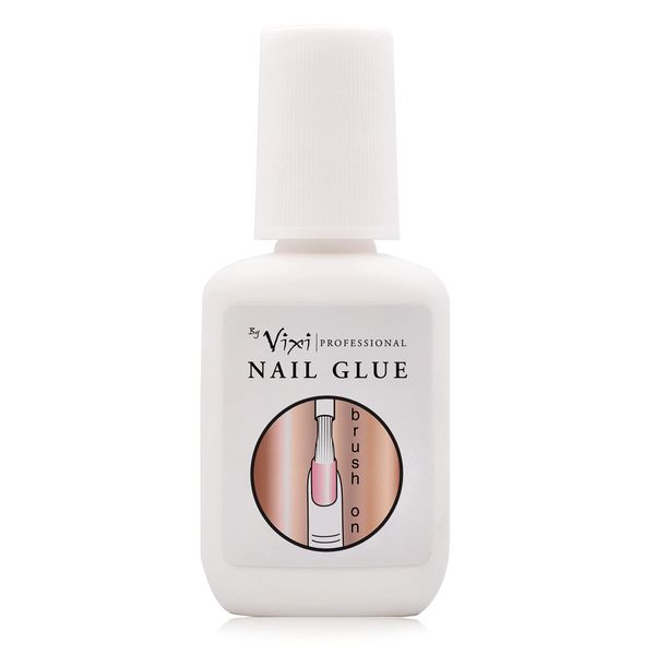 2x 15g By Vixi EXTRA STRONG NAIL GLUE with BRUSH and FREE PREP FILE Clear Instant Dry Adhesive, Professional Salon Quality