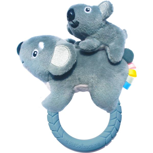 Bigspinach Soft Baby Rattle with Teether Ring Koala Teething Toys for Babies (Blue)