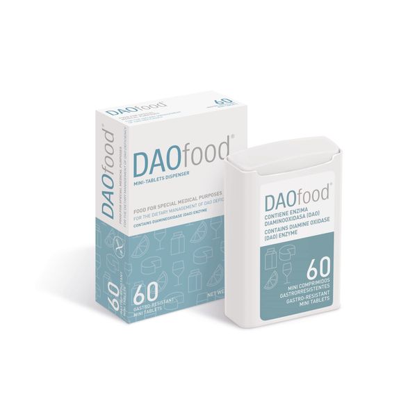 DAOfood - for The Dietary Management of DAO Deficiency - Dispenser 60 Mini Gastro-Resistant Tablets - DAO Enzyme