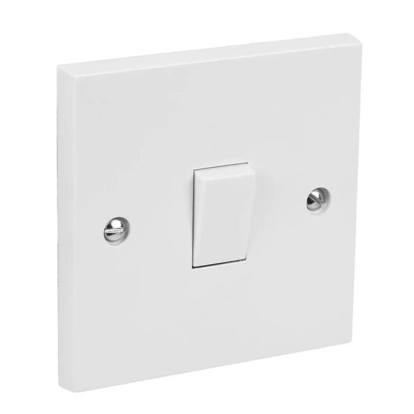 Single Gang Light Switch 1 Gang 2 Way White Plastic 10A