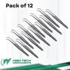 12 PCS STAINLESS STEEL FULL CURVED IRIS EYE DRESSING SERRATED  FORCEPS 4"