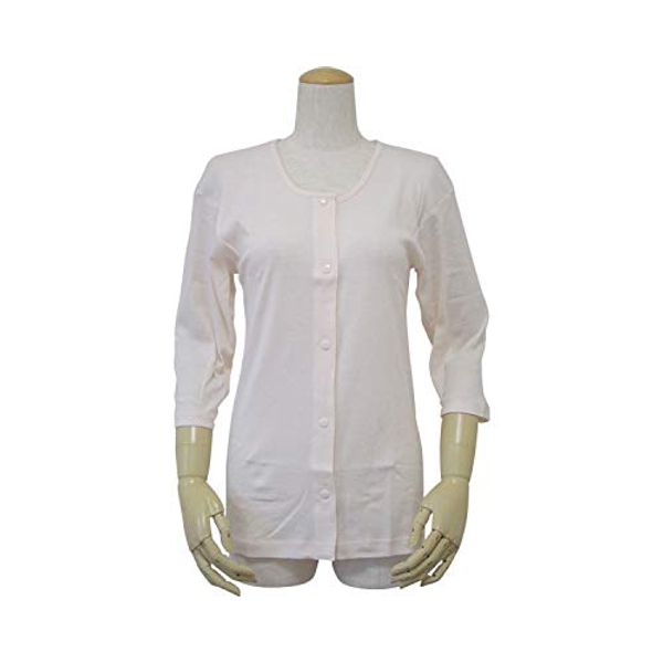 Well Women's Undershirt, Open Front 3/4 Sleeve Shirt, peach