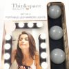 LED Mirror Lights with Suction - 3 Pack Black + 12 bulbs (AA Battery Operated)