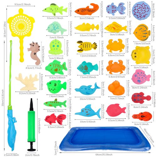 ONEST 40 Pieces Magnetic Fishing Pool Toys Game Magnetic Fishing Bath Toys Water Table Bathtub Toys for Toddler Kids