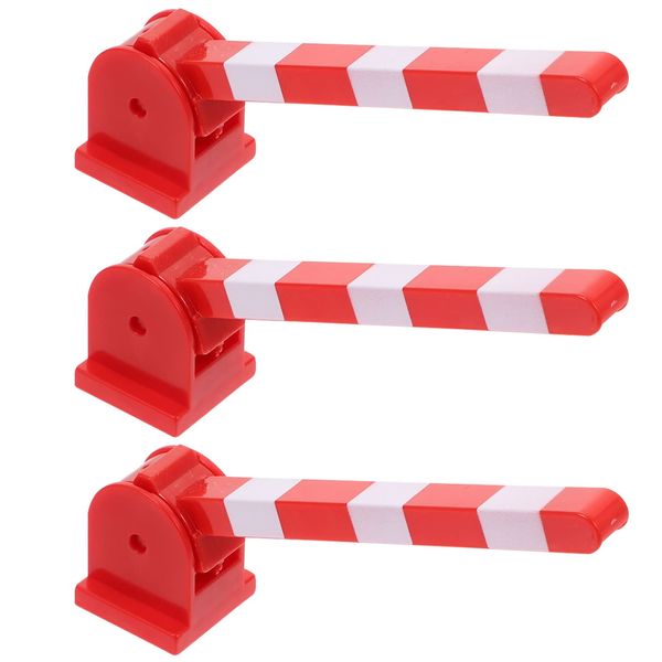 TOYANDONA 3 Pcs Simulated Traffic Sign Roadblock Toy, Mini Stop Rod Models Street Road Signs for Kids Engineering Construction Play