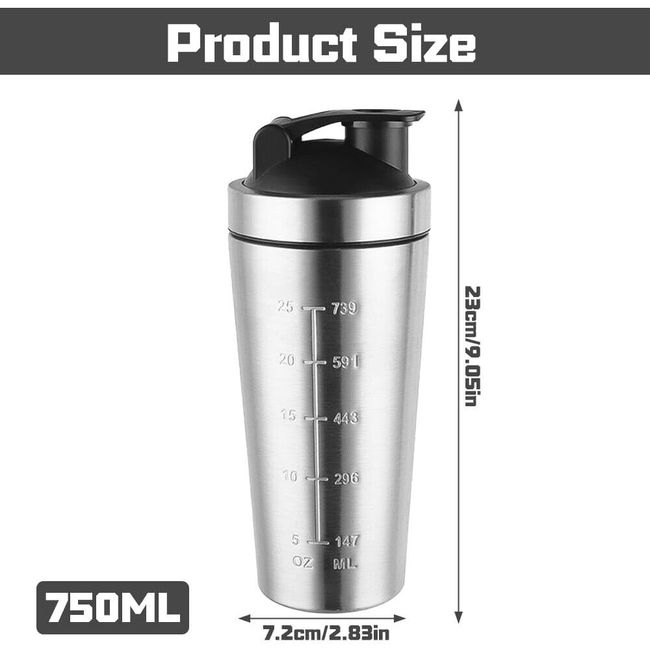  750ml Cocktail Shaker,Shaker Cup Stainless Steel Water