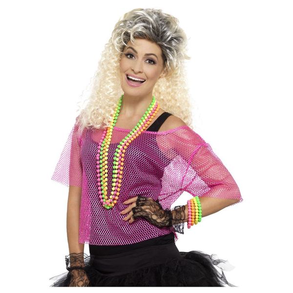 Smiffys 45192SM Fishnet Top (Small/Medium),Neon Pink