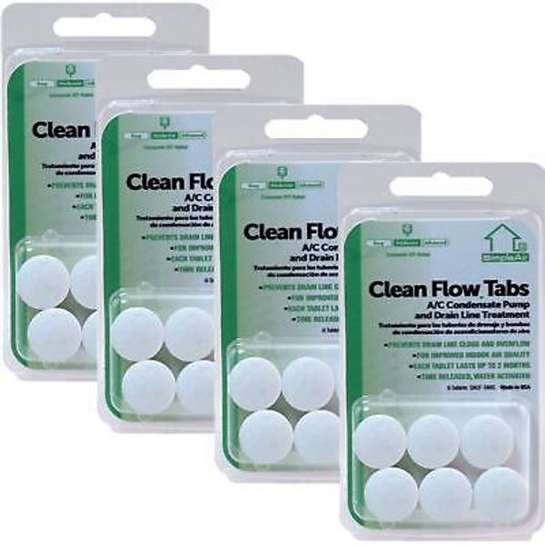 Clean Flow HVAC Drain Line Treatment Tabs, 4-Pack, 24 Count