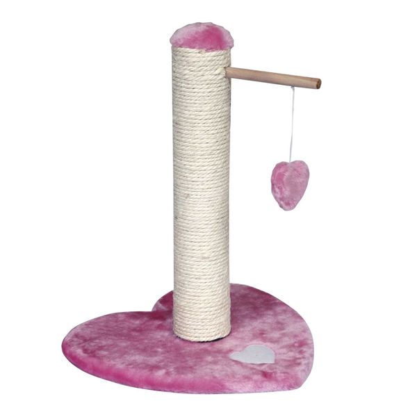 Pink Heart Shape Kitten Cat Scratching Post Sisal & Dangle Toy Scratcher 18"