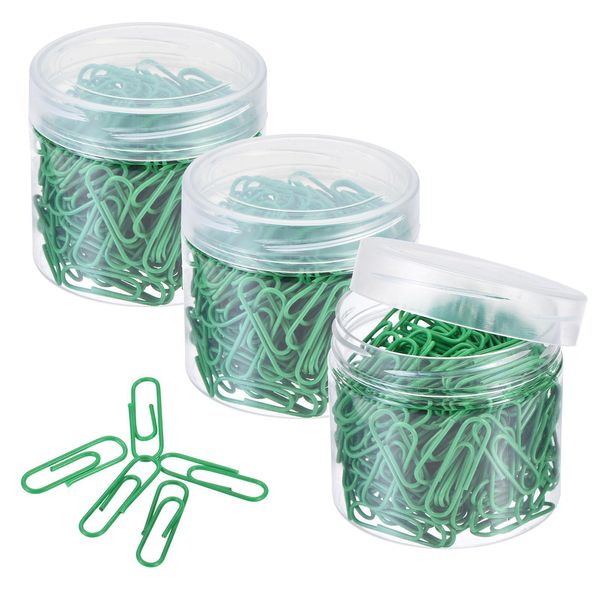 Count 600 Paper Clip 1.1 Inch Vinyl Coated with Box for Office Home Green