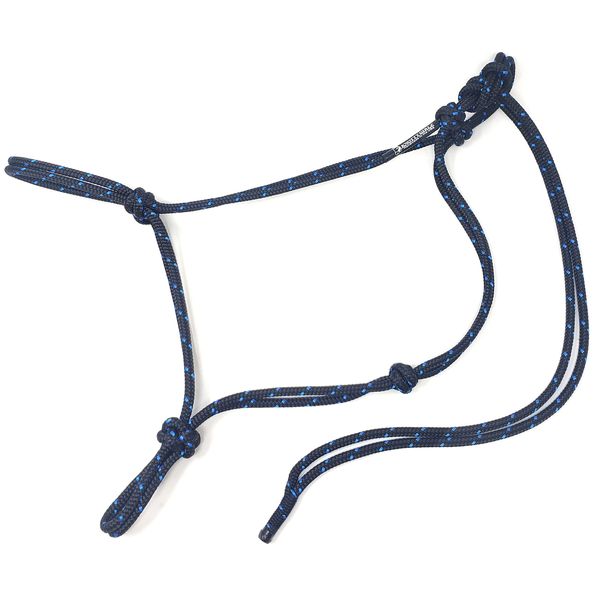 Knotty Girlz 1/4" Double Braid Polyester Yacht Rope Horse Halter (Black with Blue, Yearling)