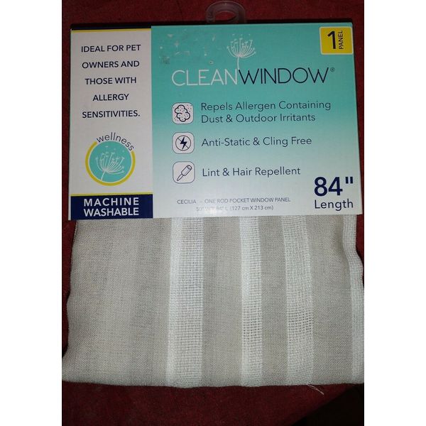 Clean Window Pocket Curtain Panel 50"W x 84"L pet allergies allergens lint hair