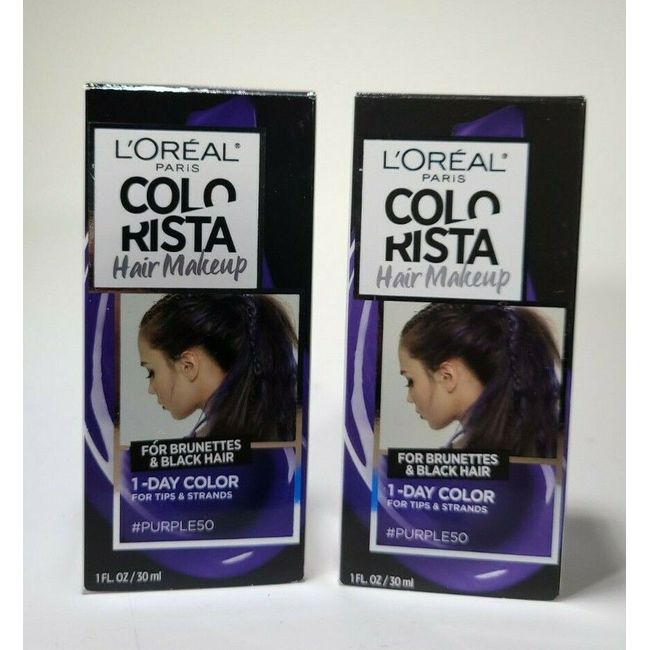 (2) Loreal Colorista Hair Makeup 1 Day Color Purple 50 - Fast FREE Ship! - NEW