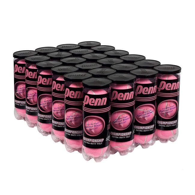 Penn Championship Pink Tennis Balls - Extra Duty Felt Pressurized Tennis Balls - 24 Cans, 72 Balls