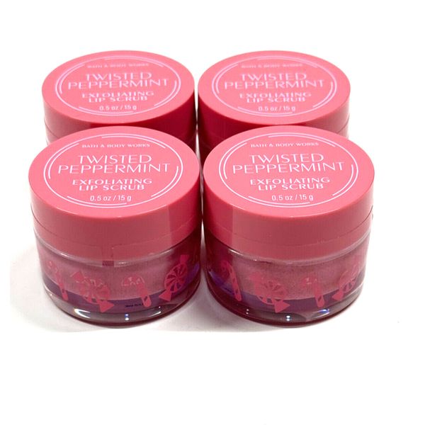 NEW 4 BATH & BODY WORKS TWISTED PEPPERMINT WOMEN  EXFOLIATING LIP SCRUB 0.5 OZ