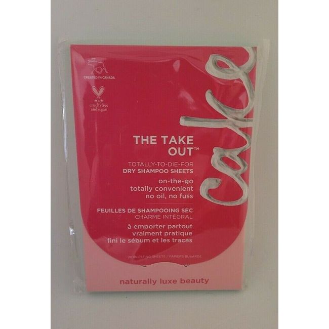 NEW CAKE THE TAKE OUT DRY SHAMPOO SHEETS, 20 BLOTTING SHEETS- Free Shipping