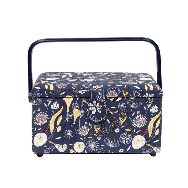 Korbond Sewing Basket - Medium - Enchanted Park Design - 14.5cm x 19cm x 26cm - Sewing Storage to store Sewing Accessories, Sewing Kits and Embroidery Tools