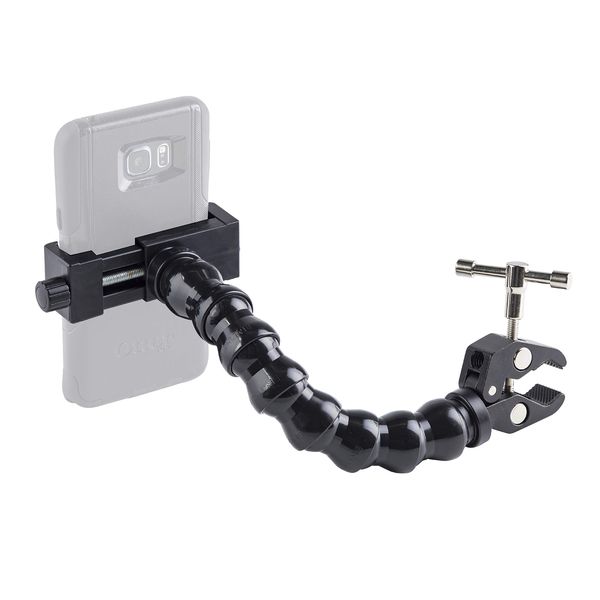 ModularHose Assistive Technology Phone Holder with Mini Clamp, 8 Inch Arm