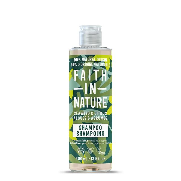 Faith In Nature Natürliches Shampoo Mit Meeresalgen und Zitrusfrüchten, Entgiftend, Vegan und Frei von Tierversuchen, Ohne SLS Oder Parabene, Für Alle Haartypen, 400ml