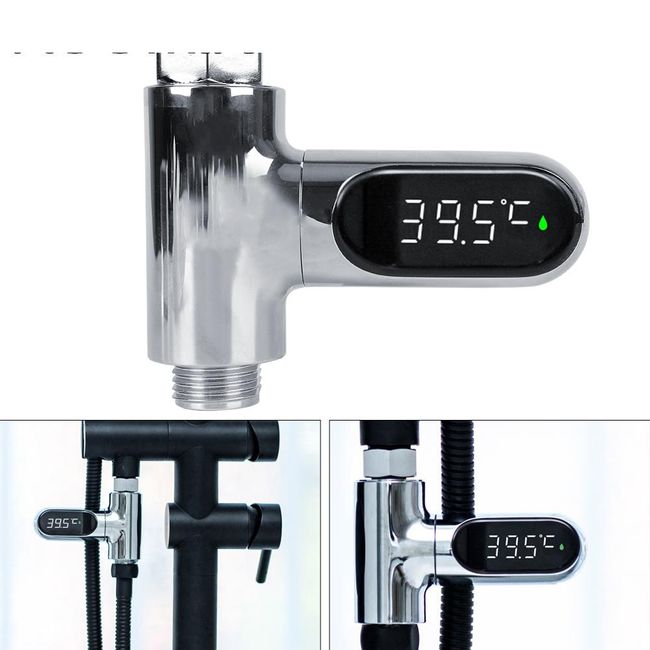 Fahrenheit Celsius Water Thermometer Water Flow Self-Generated Electricity  Temperature Tester for Home Kitchen Bathroom Shower