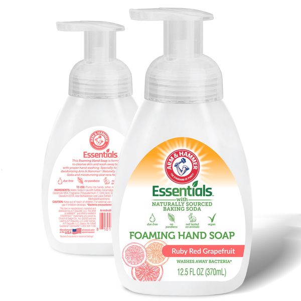 Arm & Hammer Foaming Hand Soap for Skin Cleaning - Antibacterial Hand Soap with Ruby Red Grapefruit Scent - Hand Soap Pump with Aloe Vera & Different Ingredients 12.5 Fl Oz (370mL)