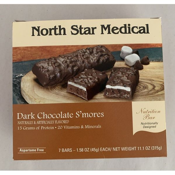 North Star Medical Dark Choclate Smores Nutrition bar Box of 7 bars