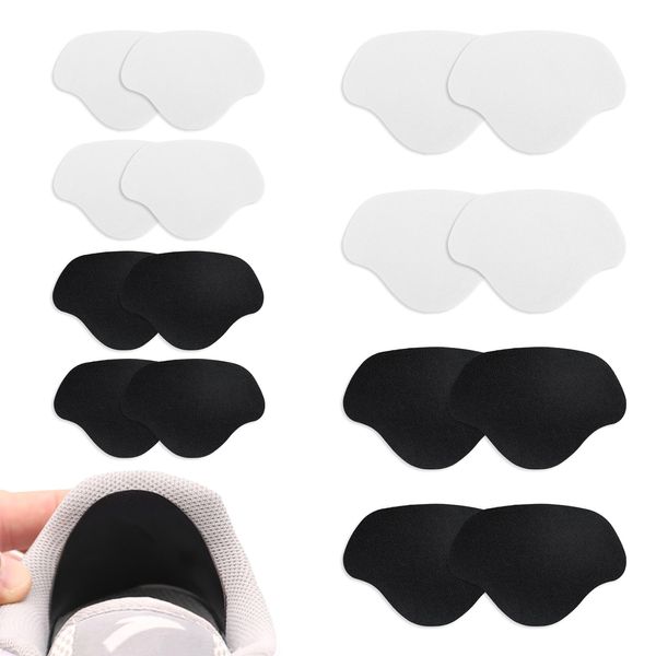 Heel Cushion Pads, 8 pairs of Shoe Heel Repair, 4 pairs of Black and 4 pairs of White Back of Heel Cushion Pads, Mesh Self-Adhesive Heel Cushion Inserts for Back of Heel