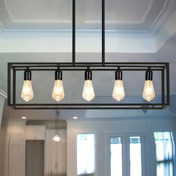 Farmhouse Chandelier Industrial Pendant Lighting 5-light New Kitchen Island Deco