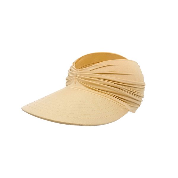 Andiker Sun Visor Hat with Wide Brim for Women Foldable Topless Beach Hat Summer UV Protection Sport Cap (Khaki)