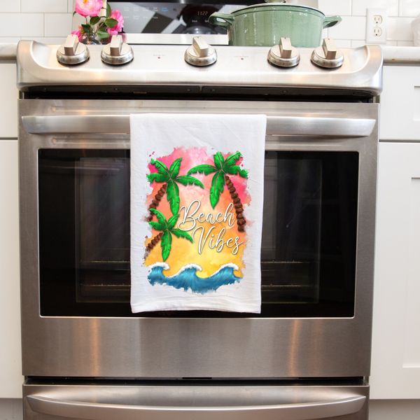 Beach Vibes Handmade Kitchen Tea Towels Decorative House Warming Gifts Home Deco