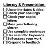 Science Marking 8 Point Checklist Teacher Stamp. Medium Format (5x5cm) (Black)*