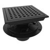 WEBANG 6 Inch Square Shower Floor Drain With Flange,Quadrato Pattern Grate Re...