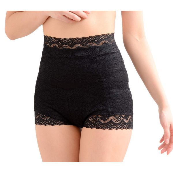 Laurea Coa Women's Shorts, Girdle, Corrective Underwear, Boned, Power Net, Tummy, Lace, Women's, High Waist Shorts Girdle Black