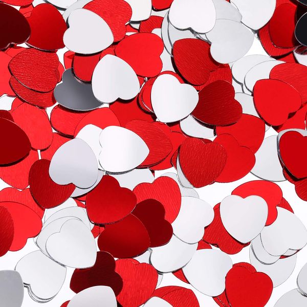 Leinuosen 1000 Pieces Mini Heart Confetti, 0.4 Inch Metallic Foil Red Heart Shaped Table Confetti for Valentine's Day Wedding Party Decoration