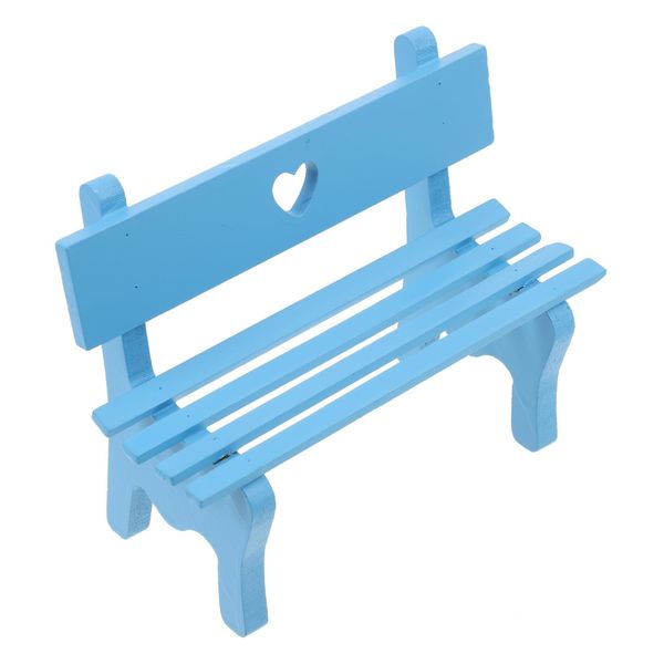 Chair Ornaments Mini Decor Wooden Dollhouse Wood 1: 12 Furniture Bench Miniature Education Playhouse Bench Decor Chair Model Mini House Prop Wood Blue Office