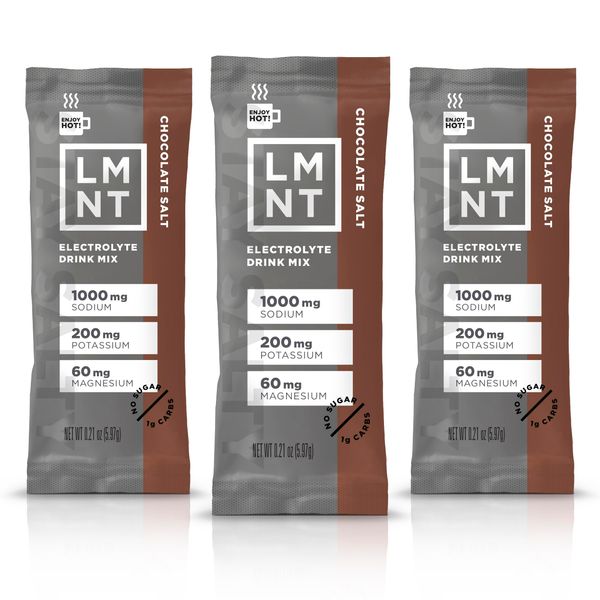 LMNT Zero-Sugar Electrolytes - Hot Chocolate Salt - Hydration Powder Packets | No Artificial Ingredients | Keto & Paleo Friendly | 30 Sticks