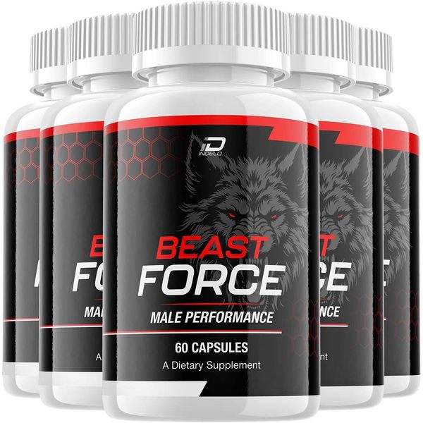 (5 Pack) Beast Force for Men Capsules – BeastForce Vitamin Complex Pills, Energy