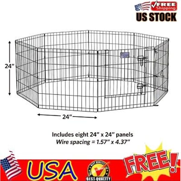 MidWest Homes For Pets Metal Black Exercise Pet Dog Playpen with Door, 24"H