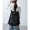Fleece Mart 2-Way Lace Tunic Cami Blouse, Black, Free size