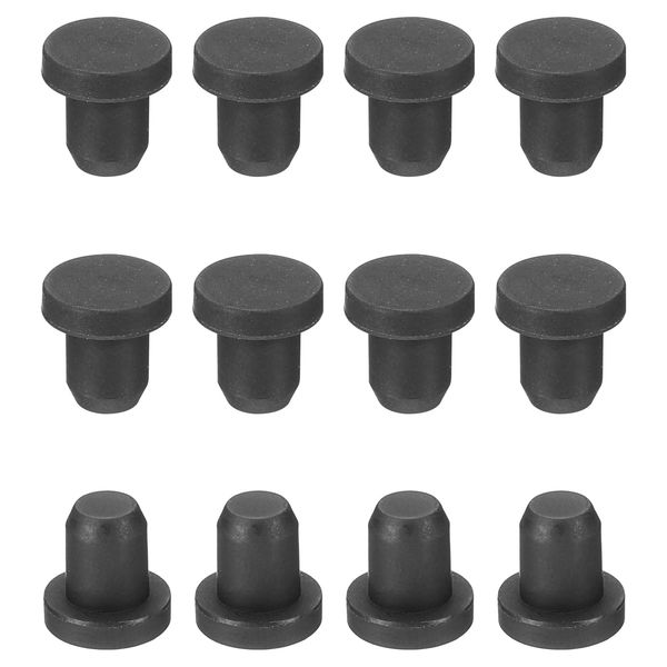 sourcing map Silicone Rubber Solid Plug Soft Flexible Stoppers for 5-5.5mm Hole Black 24 Pieces