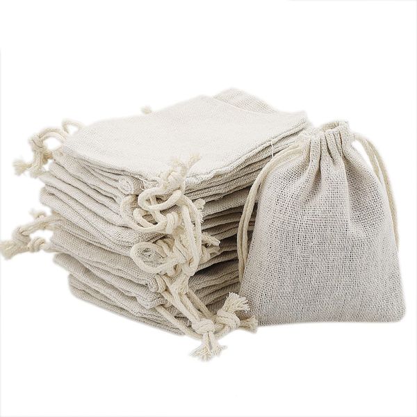 3.2x4 Inch Double Drawstring Cotton Cloth Bag for Small Jewelry Bracelet Beads Spice Gift Bags-20PCS